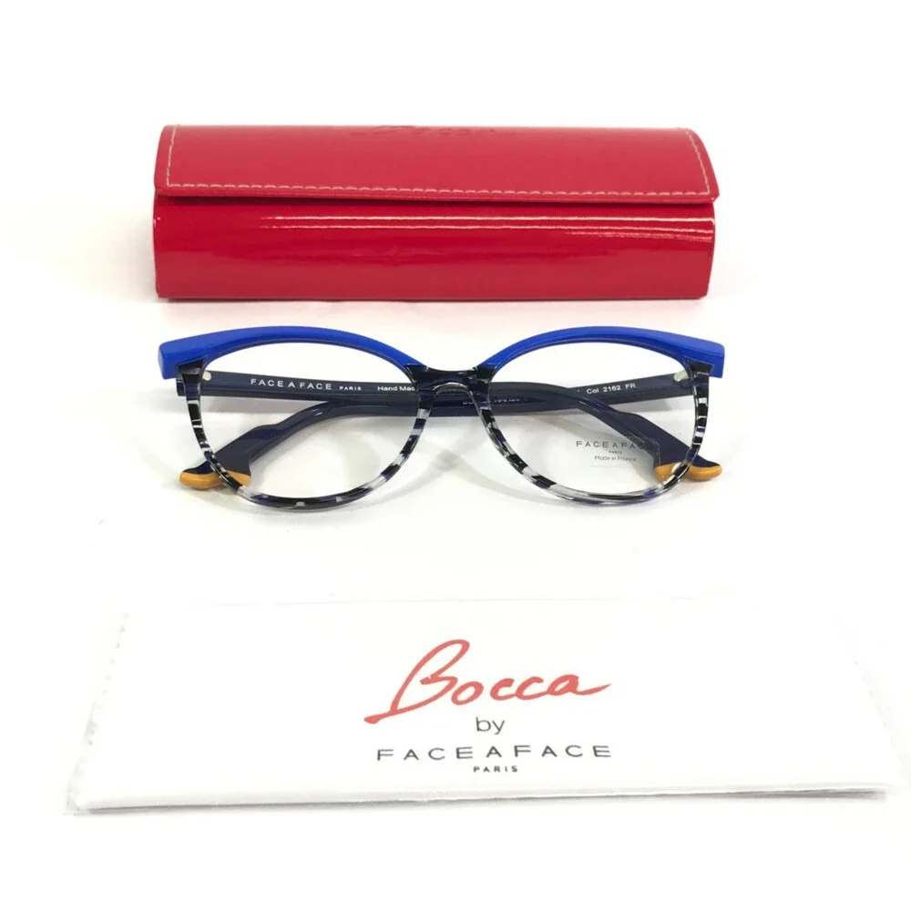Bocca by Face A Face Eyeglasses Frames KAHLO 3 Col 2162 Blue Cat Eye 55-16-145